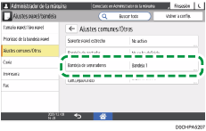 Ilustración de la pantalla del panel de mandos