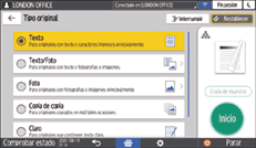 Ilustración de la pantalla del panel de mandos