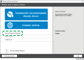 Ilustración de la pantalla del driver