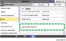 Ilustración de la pantalla del panel de mandos