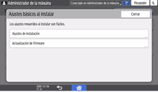 Ilustración de la pantalla del panel de mandos