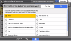 Ilustración de la pantalla del panel de mandos