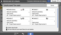 Ilustración de la pantalla del panel de mandos