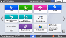 Ilustración de la pantalla del panel de mandos