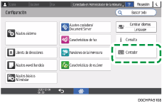 Ilustración de la pantalla del panel de mandos