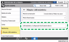Ilustración de la pantalla del panel de mandos