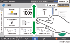 Ilustración de la pantalla del panel de mandos
