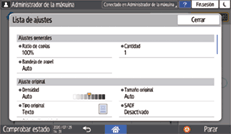 Ilustración de la pantalla del panel de mandos