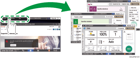 Ilustración de la pantalla del panel de mandos