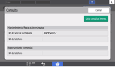 Ilustración de la pantalla del panel de mandos