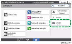 Ilustración de la pantalla del panel de mandos