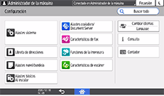 Ilustración de la pantalla del panel de mandos