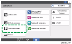 Ilustración de la pantalla del panel de mandos