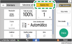 Ilustración de la pantalla del panel de mandos