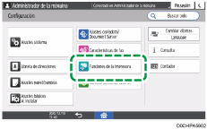 Ilustración de la pantalla del panel de mandos