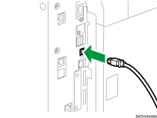 ilustración de la conexión del cable de interfaz USB