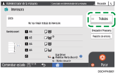 Ilustración de la pantalla del panel de mandos