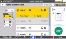 Illustration de l'écran du panneau de commande