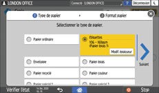 Illustration de l'écran du panneau de commande