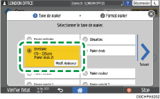Illustration de l'écran du panneau de commande