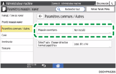 Illustration de l'écran du panneau de commande