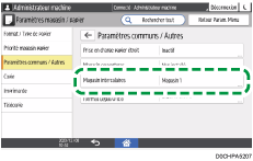 Illustration de l'écran du panneau de commande