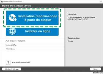 Illustration du programme d'installation du pilote