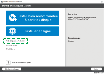 Illustration du programme d'installation du pilote