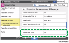 Illustration de l'écran du panneau de commande