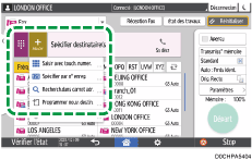 Illustration de l'écran du panneau de commande
