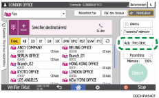 Illustration de l'écran du panneau de commande
