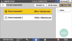 Illustration de l'écran du panneau de commande
