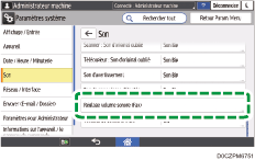 Illustration de l'écran du panneau de commande