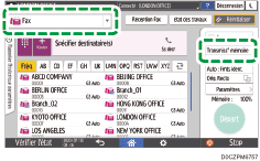 Illustration de l'écran du panneau de commande