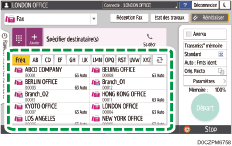 Illustration de l'écran du panneau de commande