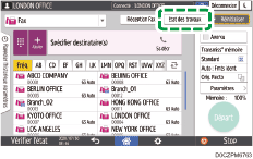 Illustration de l'écran du panneau de commande