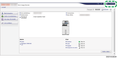 Illustration de l'écran du panneau de commande