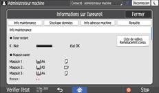 Illustration de l'écran du panneau de commande