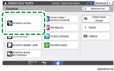 Illustration de l'écran du panneau de commande