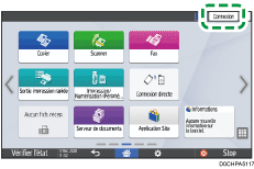 Illustration de l'écran du panneau de commande