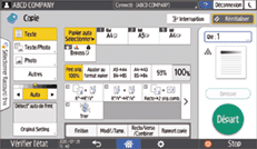 Illustration de l'écran du panneau de commande