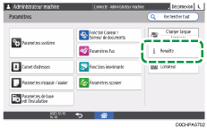 Illustration de l'écran du panneau de commande
