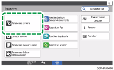 Illustration de l'écran du panneau de commande