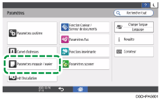 Illustration de l'écran du panneau de commande