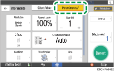 Illustration de l'écran du panneau de commande