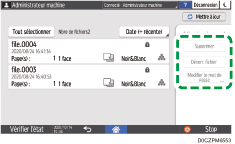 Illustration de l'écran du panneau de commande