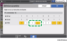 Illustration de l'écran du panneau de commande