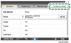 Illustration de l'écran du panneau de commande