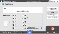 Illustration de l'écran du panneau de commande