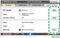 Illustration de l'écran du panneau de commande